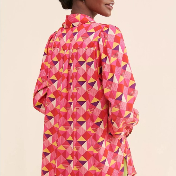 Free People La La Printed Button-Down Large - Picture 2 of 9